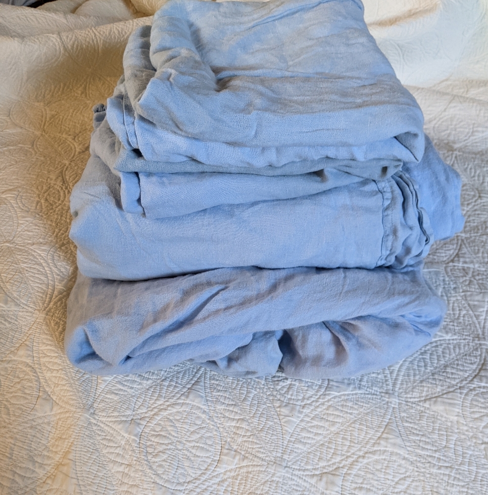 Brooklinen King European Linen Sheet Core Set In Light Blue